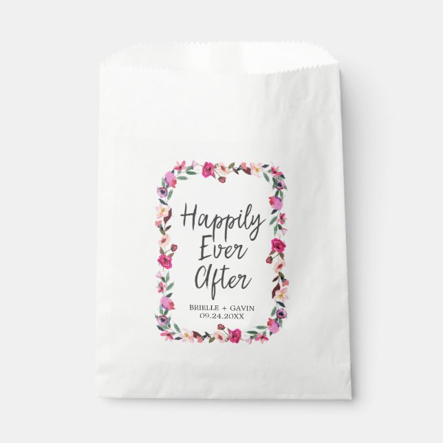 Romantic Fairytale Blossom Wreath Wedding Favour Bag (Front)