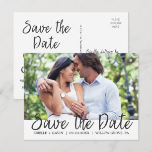 Romantic Fairytale Calligraphy Save the Date Photo Announcement Postcard