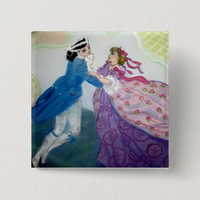 Romantic Fairytale Dance 2 Inch Square Button (Front)