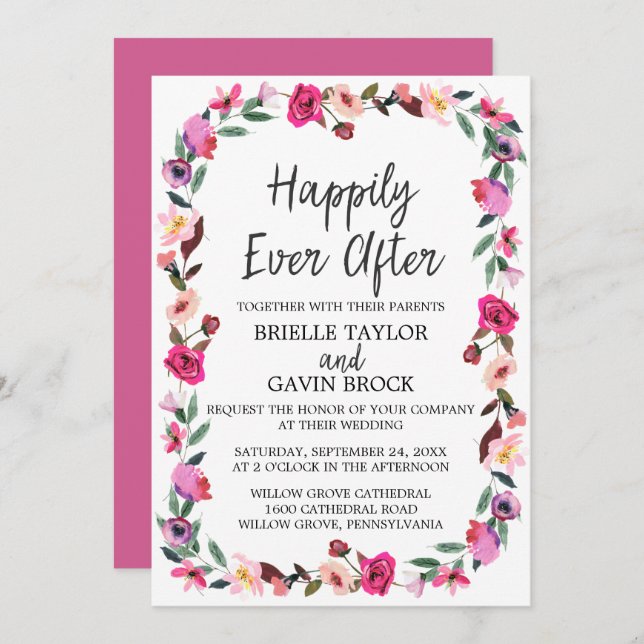 Romantic Fairytale Happily Ever After Wedding Invitation (Front/Back)