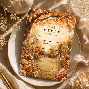 Romantic Fall Backyard Wedding RSVP Card