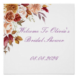 ROMANTIC FALL COLORS BRIDAL SHOWER WELCOME SIGN