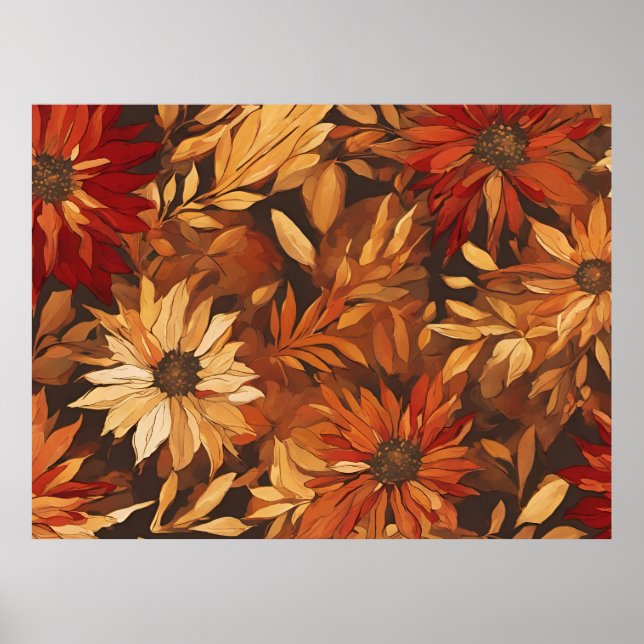 Romantic Fall Flowers Poster (Front)