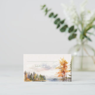 Romantic fall lake Wedding Place Card