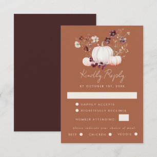 Romantic Fall Terracotta Wildflower Wedding RSVP Card