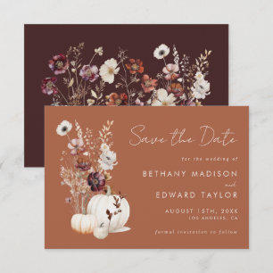 Romantic Fall Terracotta Wildflower Wedding Save The Date