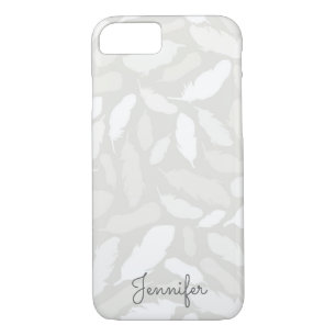 Romantic fallin feathers in grey personalized iPhone 8/7 case