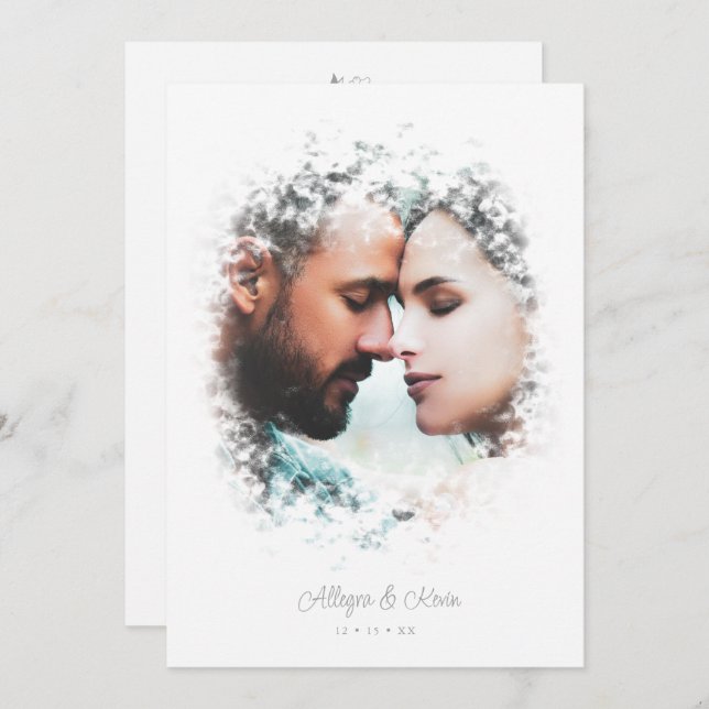 Romantic Fancy Overlay Misty Effect Photo Invitation (Front/Back)