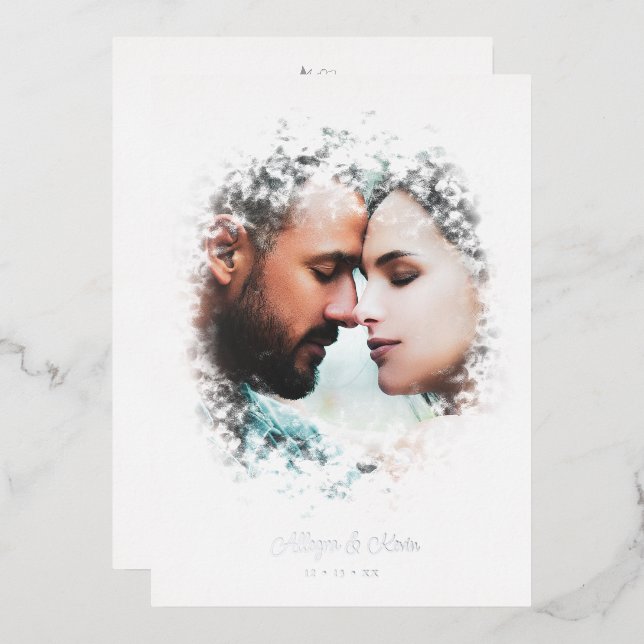 Romantic Fancy Overlay Misty Effect Photo Wedding (Front/Back)