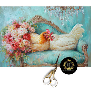 Romantic Farmhouse Chicken Furniture Decoupage Tissue Paper