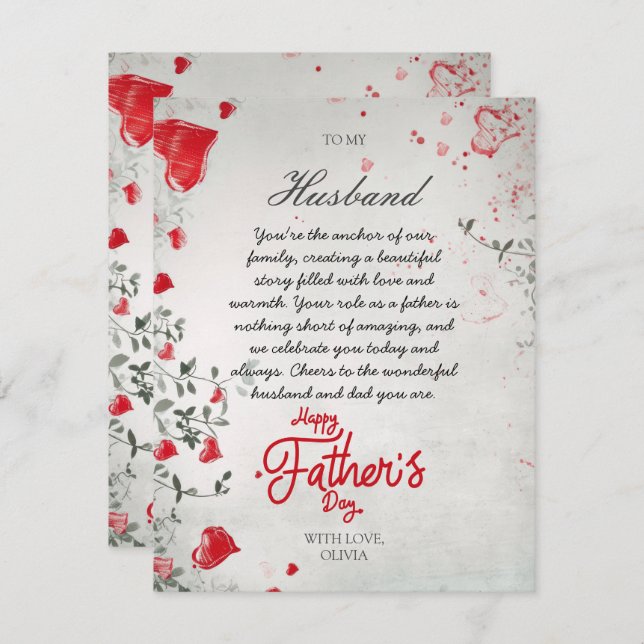 Romantic Father's Day  for Husband From Wife Photo Holiday Card (Front/Back)