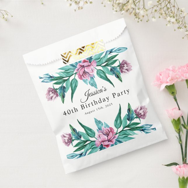 Romantic Feminine Floral 40th Birthday Favour Bag (Sealed)