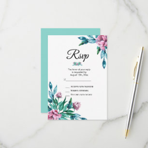 Romantic Feminine Floral 40th Birthday RSVP Card