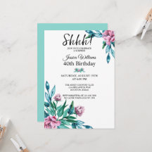 Romantic Feminine Floral 40th Surprise Birthday