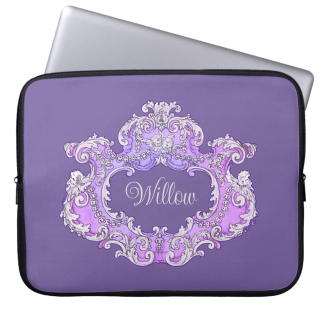 Romantic,Feminine,Personalized Laptop Sleeve (Front)