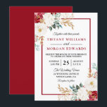 Romantic Festive Red White Green Floral Wedding Invitation<br><div class="desc">Romantic Festive Red White Green Floral Wedding Invitation

Beautiful White and Burgundy Red Roses

Suitable for all seasons</div>