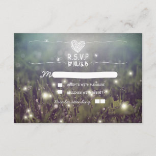 Romantic fireflies lights wedding RSVP Card