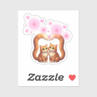 Romantic Fireworks Heart Cats Love & Togetherness