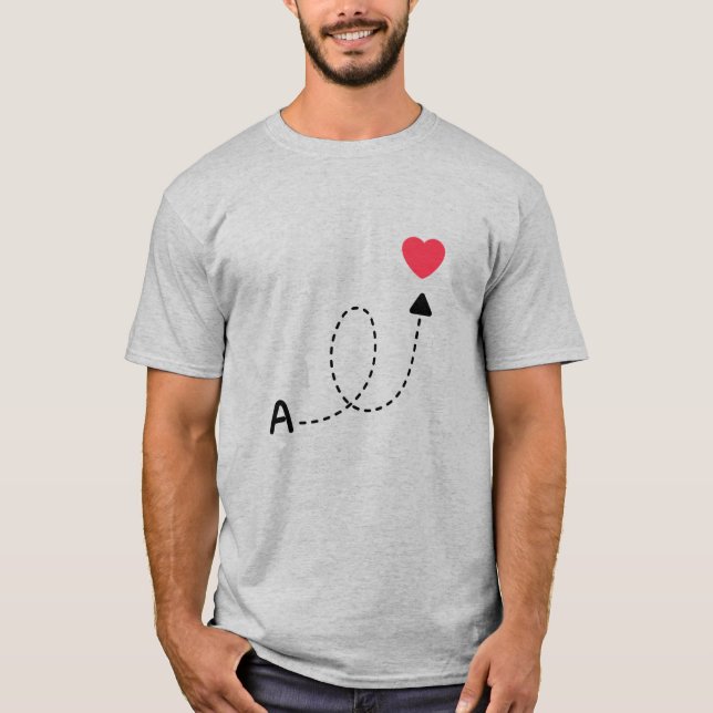 Romantic First Letter Love Design  T-Shirt (Front)