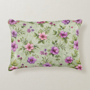 "Romantic Floral Accent Pillow – Sage Green with P