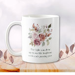 Romantic Floral Anniversary Gift Coffee Mug<br><div class="desc">Romantic Quote Mauve Floral Wedding Anniversary Gift Coffee Mug for Spouse... One side of our floral anniversary gift coffee mug displays watercolor mauve, blush, and burgundy roses above this romantic saying: "The light you shine upon my life brightens with each passing year." The example text on the other side of...</div>