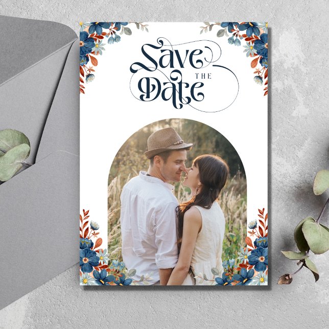 Romantic Floral Arch Photo Wedding Save The Date (Romantic Floral Arch Photo Wedding Save The Date)