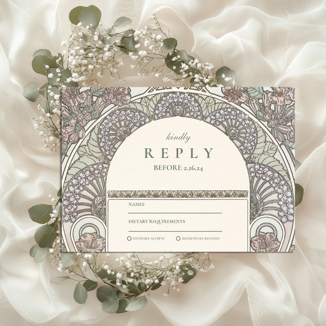 Romantic Floral Arch Save the Date wedding RSVP Card (Creator Uploaded)