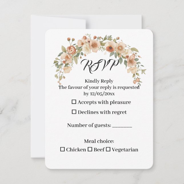 Romantic Floral Arch Wedding RSVP Card (Front)
