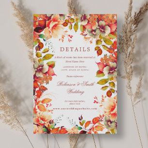 Romantic Floral Autumn Fall Wedding Details Enclosure Card