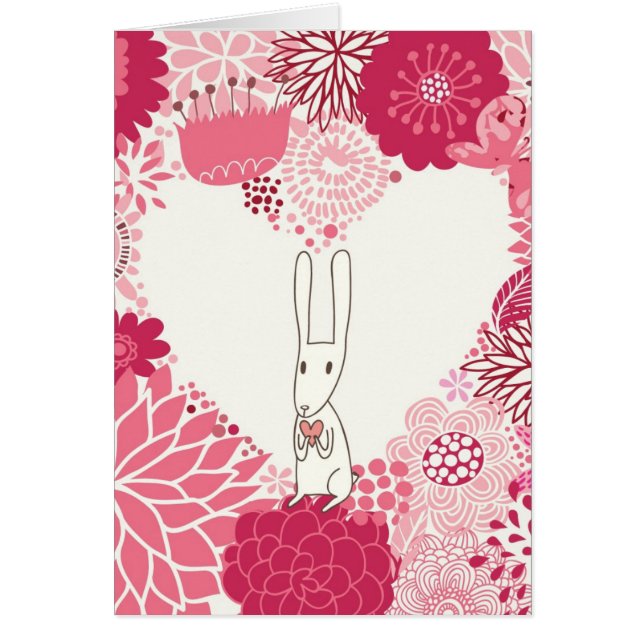 Romantic floral background with cute rabbit (Front)