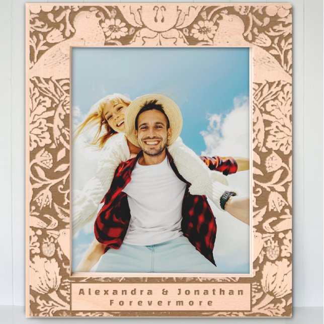 Romantic Floral Bird Pattern Newlywed Wedding   Etched Frames (Creator Uploaded)