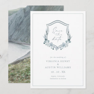 Romantic Floral Blue Photo Save The Date