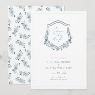 Romantic Floral Blue Save The Date