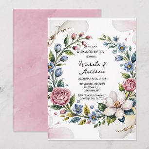 Romantic Floral Bouquet Wedding Celebration Invitation