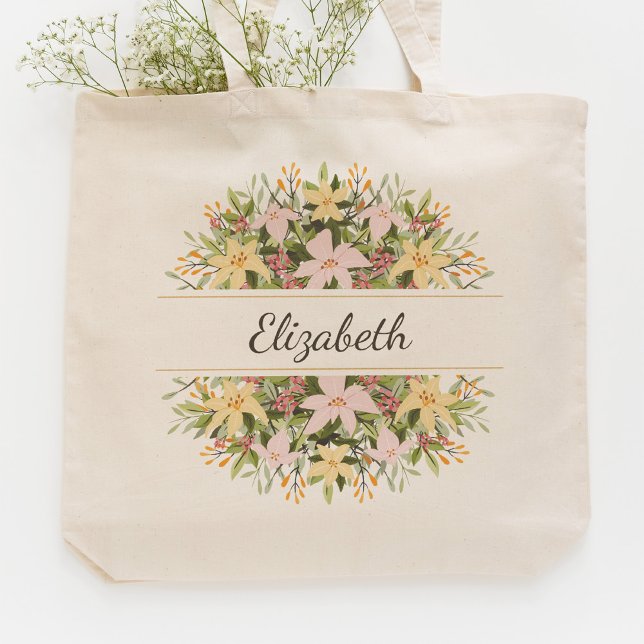 Romantic floral bouquet wedding favor tote bag (Creator Uploaded)