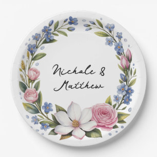 Romantic Floral Bouquet Wedding Paper Plate