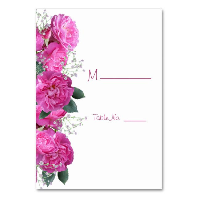 Romantic Floral Bouquet Wedding Table Number (Front)