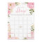 Romantic Floral Bridal Shower Bingo Game Card