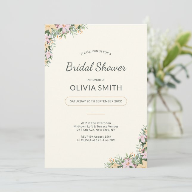 Romantic Floral Bridal Shower Invitation (Standing Front)
