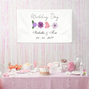 Romantic floral & Butterfly Garden Wedding Party Banner
