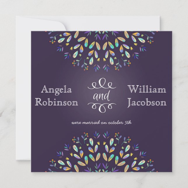 Romantic Floral Chalkboard Post Wedding Invitation (Front)