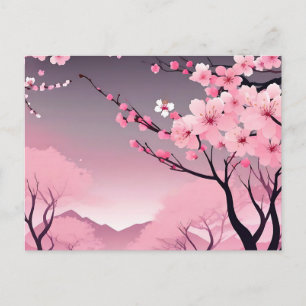 Romantic Floral Cherry Blossom Postcard