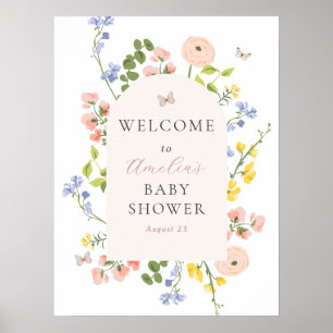 Romantic Floral Elegance Baby Shower Welcome Sign