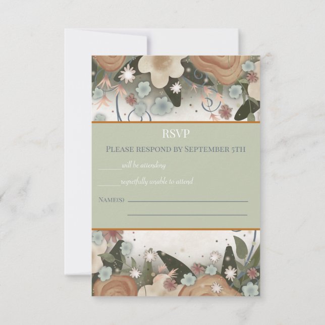 Romantic Floral Elegant Inspirivity Wedding RSVP Card (Back)