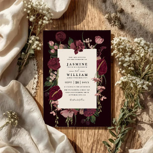 Romantic Floral Elegant Modern QR Code Wedding Invitation