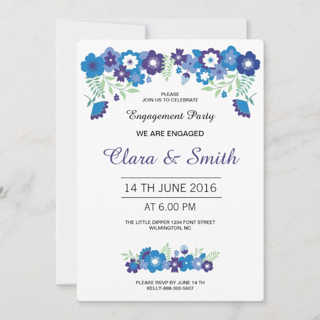 Romantic Floral Engagement Party Invitation (Front)