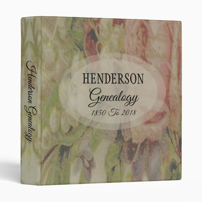 Romantic Floral Family Tree Multicolor Genealogy Binder (Front/Spine)