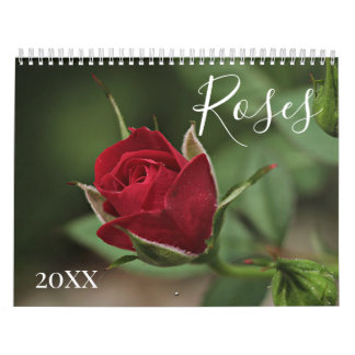 Romantic floral flowers roses calendar