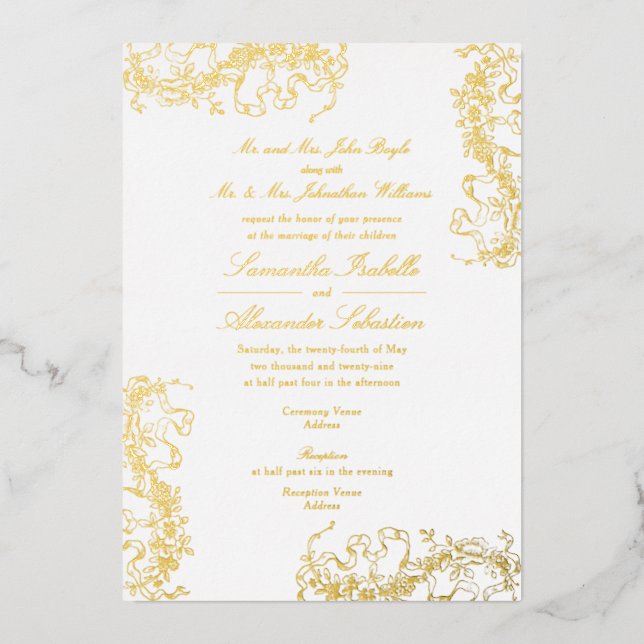 Romantic Floral French Rococo Both Parents Wedding (Front)