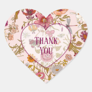 Romantic floral garden heart sticker